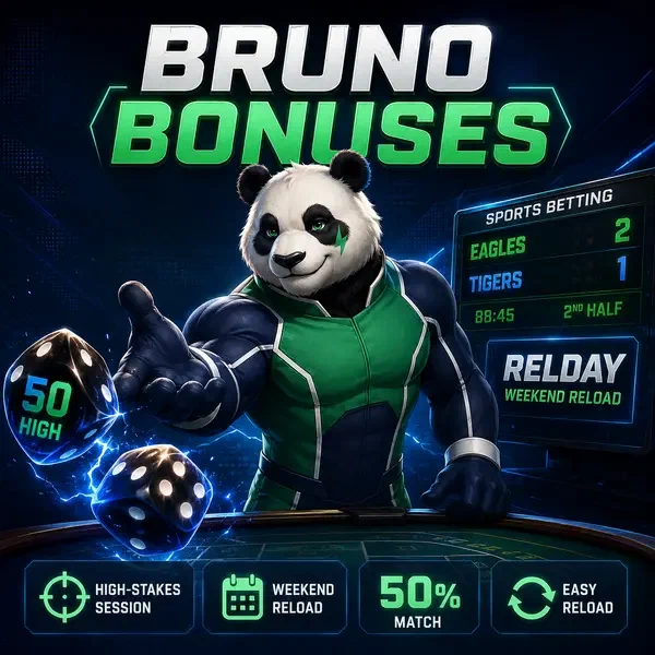 Spieler würfelt für Bruno Bonus-Codes am neonbeleuchteten Spieltisch