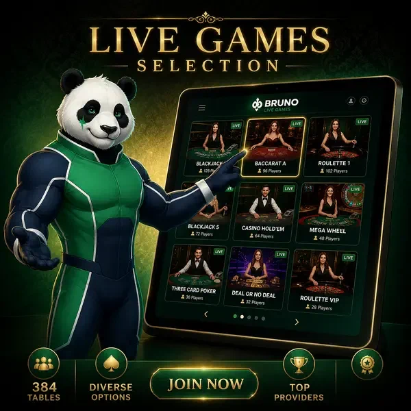 Eleganter Dealer wählt Live-Casino-Spiele auf Touchscreen im Bruno Live Games Studio