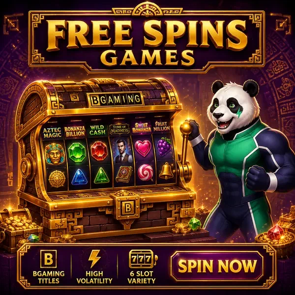 Spieler zieht Hebel an Bruno Casino Schatztruhen-Spielautomat für Freispiele