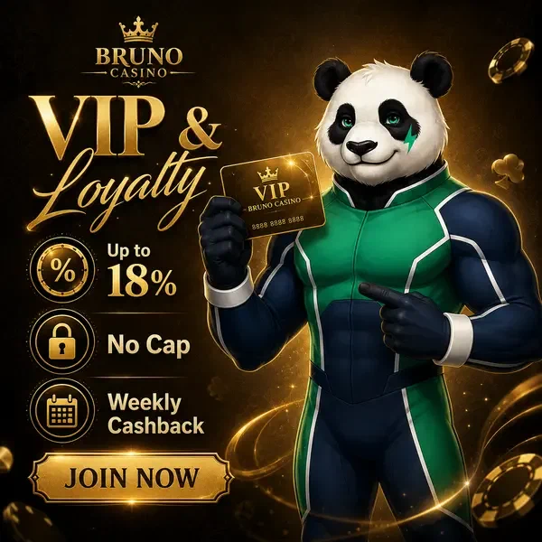 VIP-Spieler präsentiert goldene Treuekarte in der exklusiven Bruno Casino Lounge